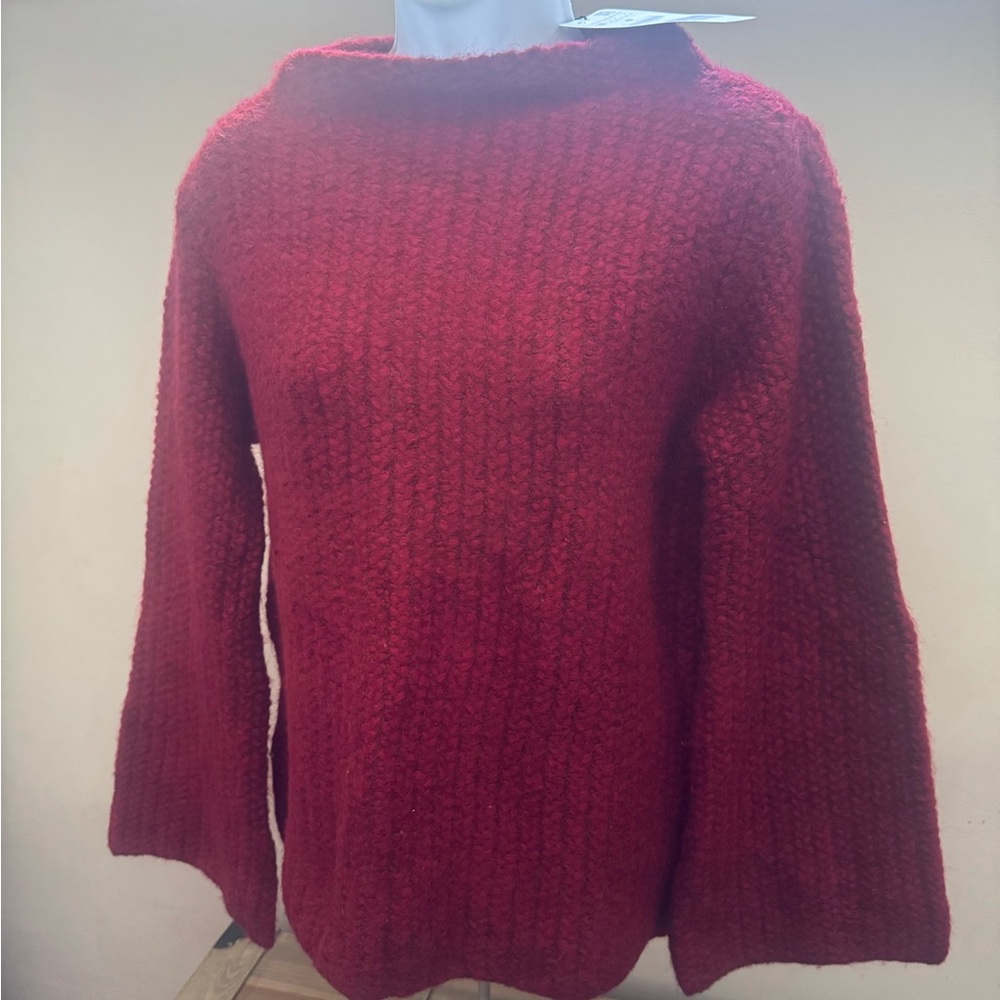 Zara Deep Red Sweater Cowl Scoop wide sleeves